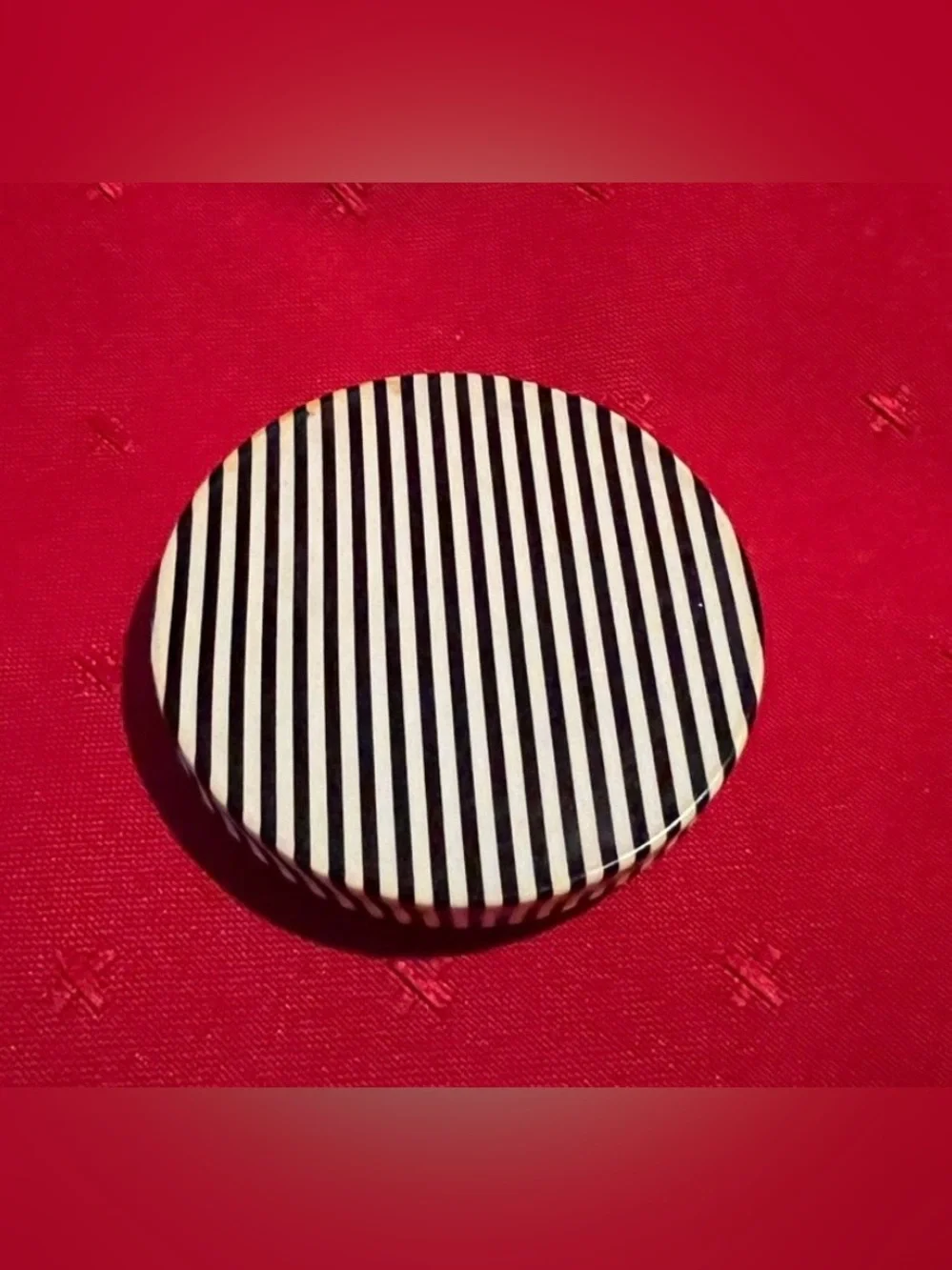 Rare Vintage made in Germany Striped Black and White Pocket Mirror